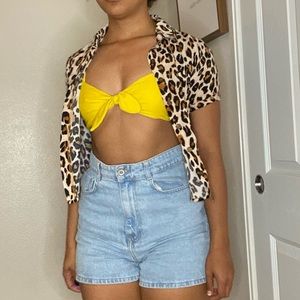 Cheetah Print Cropped Blouse